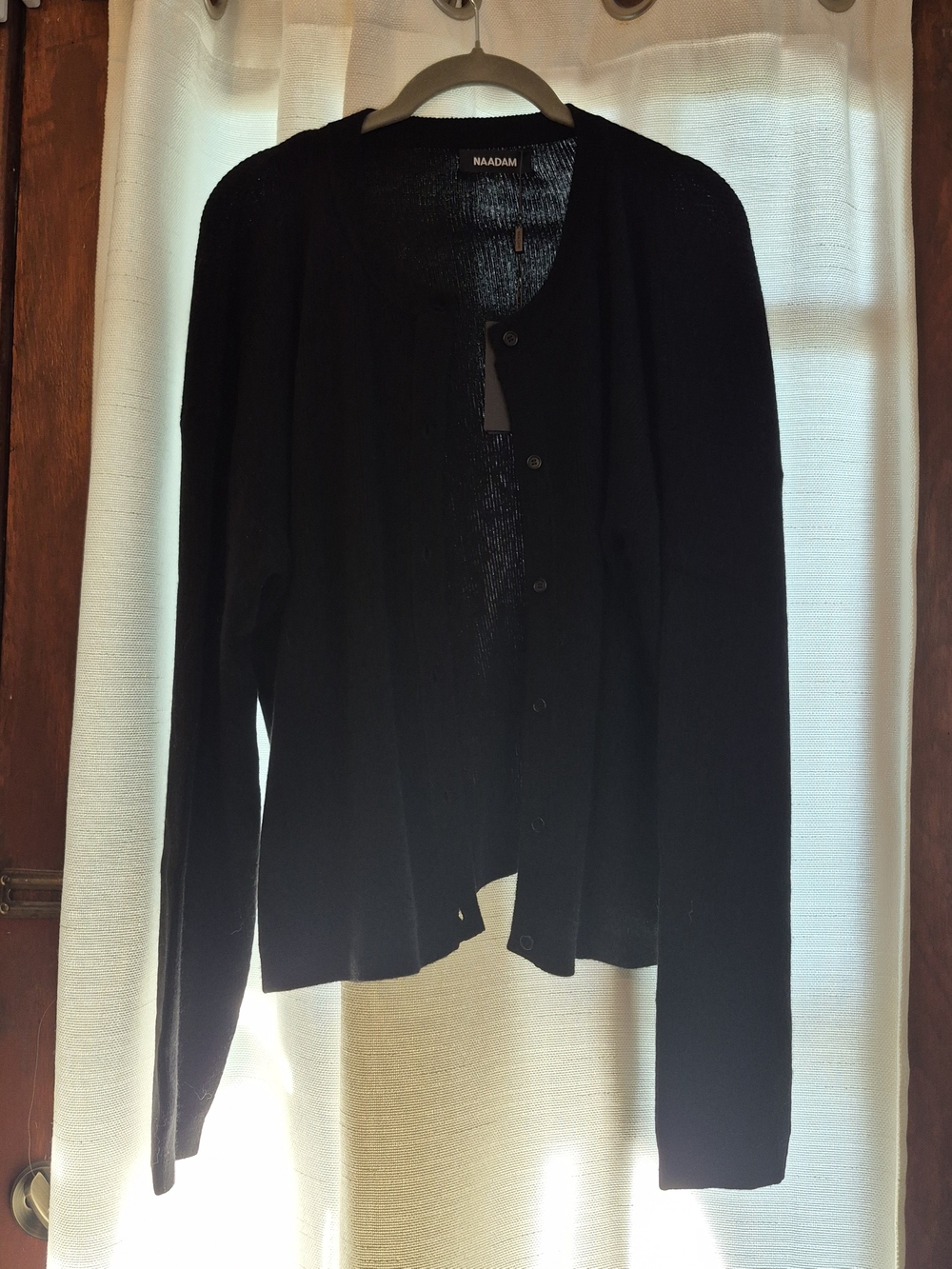NAADAM Black Button-Front Women's Cardigan